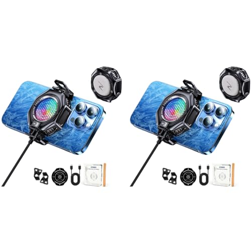 ZORBES® Phone Cooler Gaming Fan Magnetic Mobile Cooler with 3 Level Modes RGB LED Cooling Fan with Clips Radiator Case for iPhone Android Smartphone 2PCS ZORBES® Phone Cooler Gaming Fan Magnetic Mobile Cooler with 3 Level Modes RGB LED Cooling Fan with Clips Radiator Case for iPhone Android Smartphone 2PCS